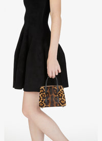 Mini cheetah print bag in leather - Mordor & Black