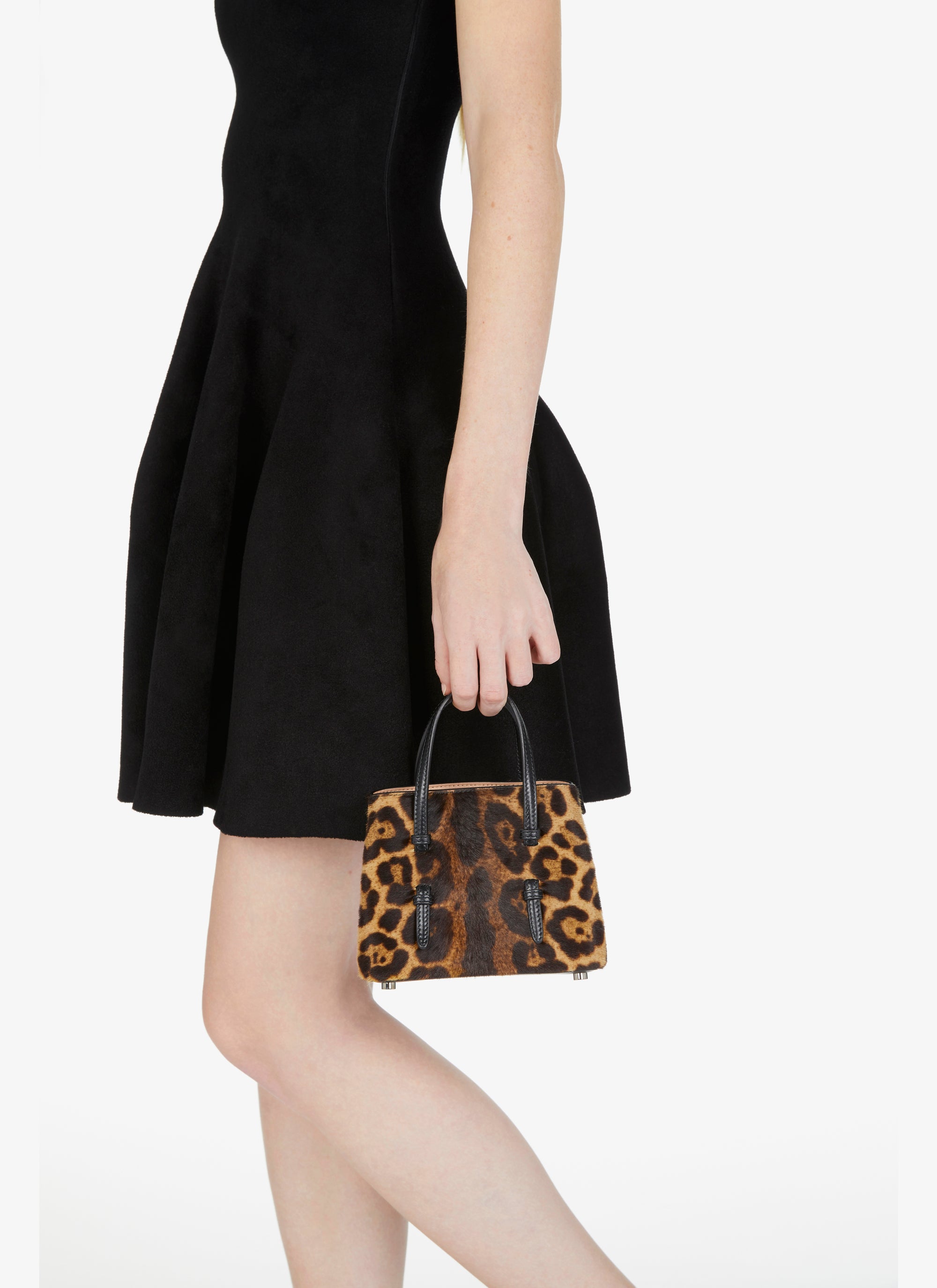 Mini cheetah print bag in leather - Mordor & Black