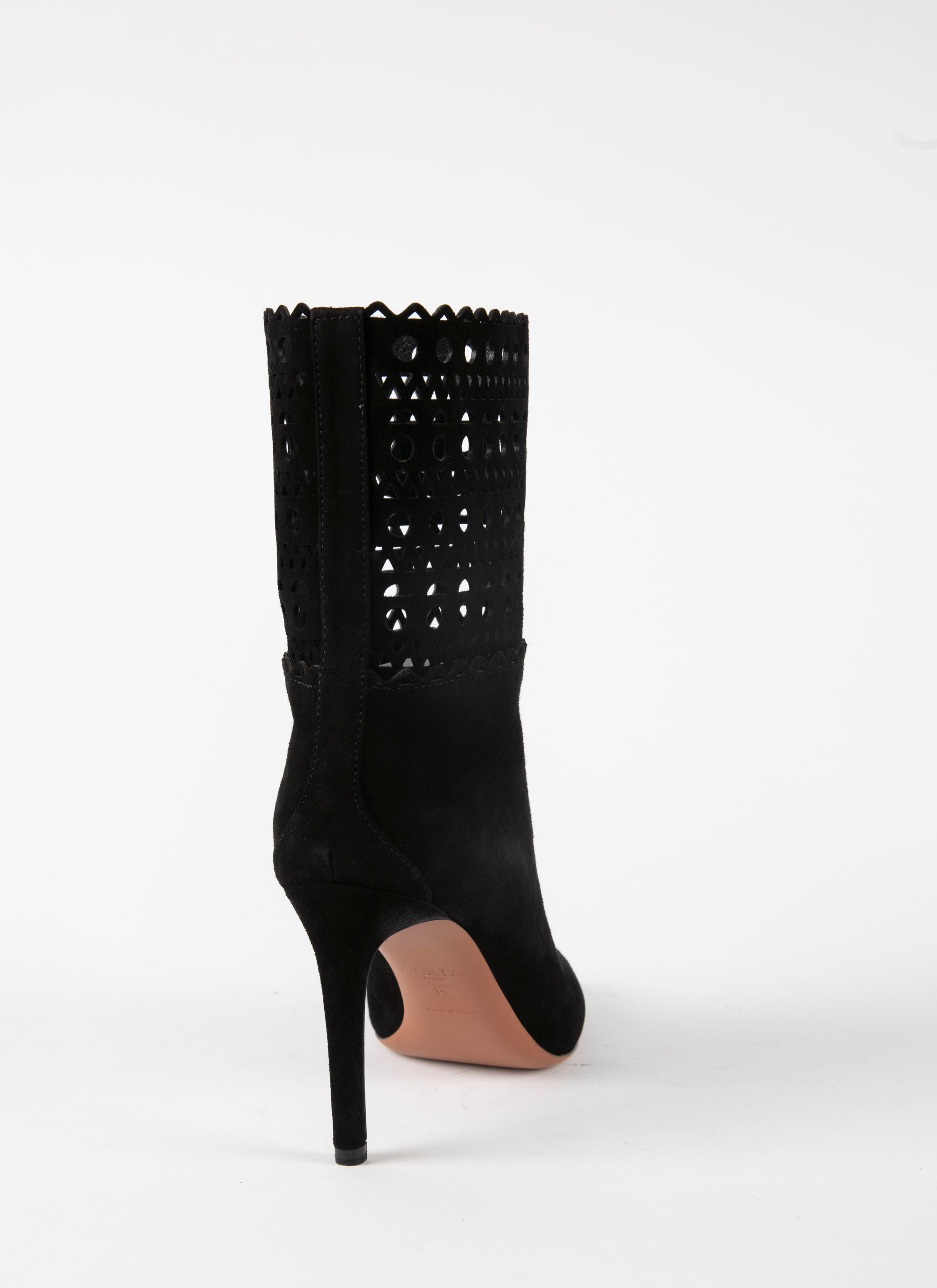 Bottines à motif ajouré en cuir - Noir