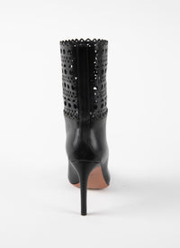 Openwork boots in smooth leather - Black