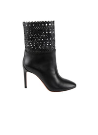 Openwork boots in smooth leather - Black