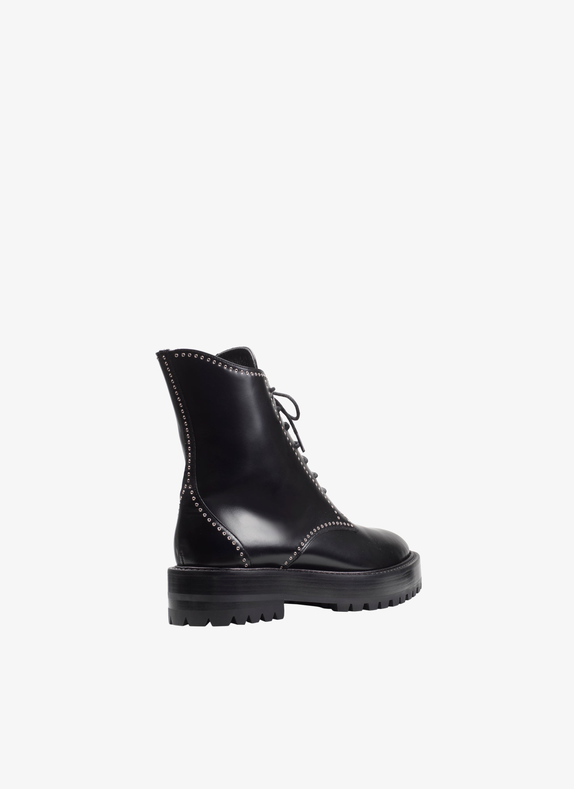 Lace-up eyelet boots in leather - Black