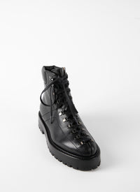 Bottines lacées en cuir - Noir