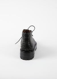 Bottines ajourées en cuir - Noir & Noir