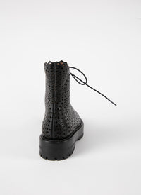 Bottines lacées et ajourées en cuir - Noir & Noir