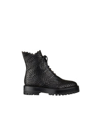Bottines lacées et ajourées en cuir - Noir & Noir