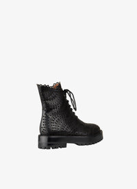 Bottines lacées et ajourées en cuir - Noir & Noir
