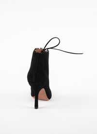 Bottines à talon au motif ajouré en cuir - Noir