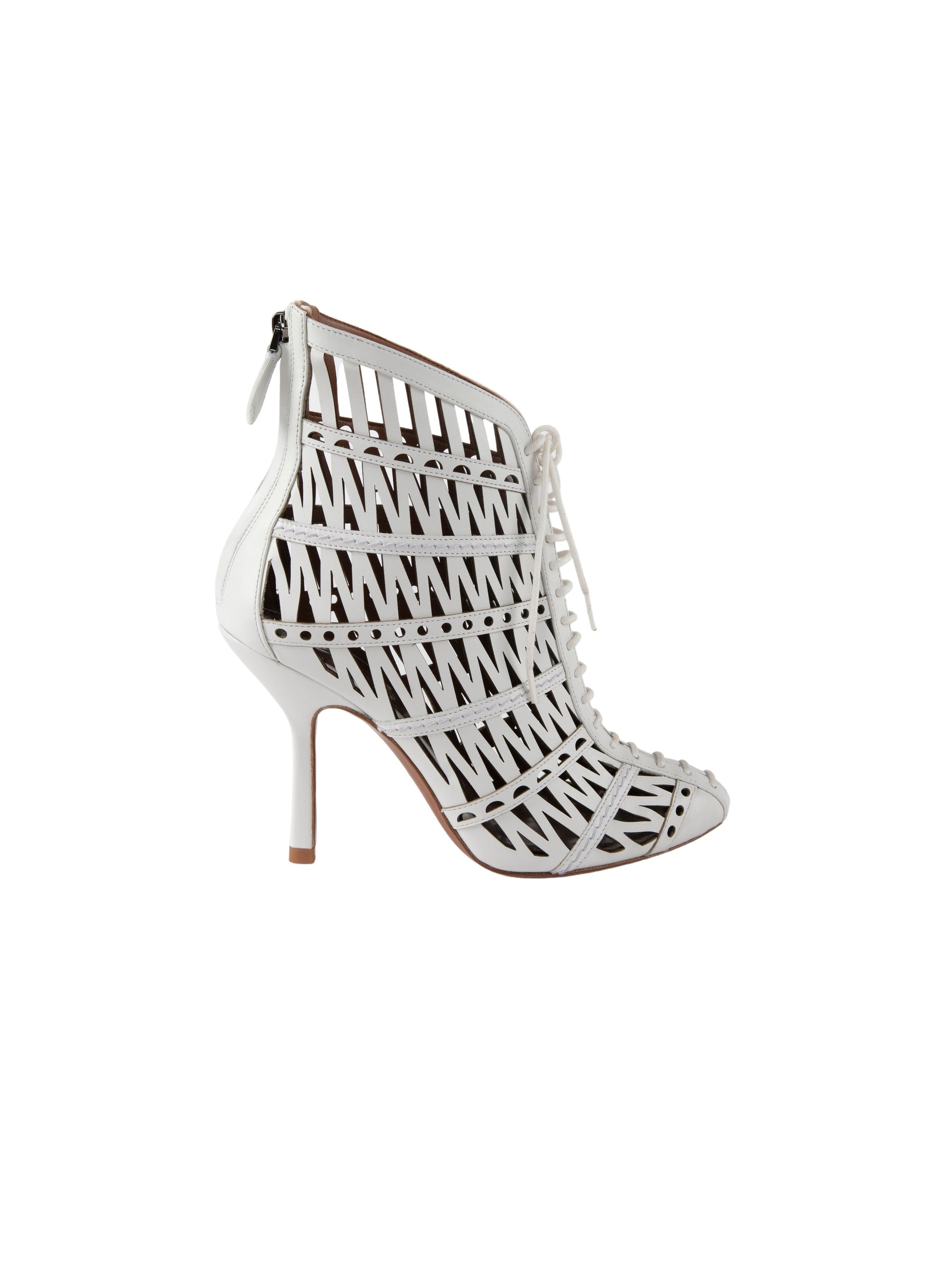 Cut-out leather boots - Chalk White
