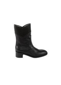 Bottines ajourées en cuir - Noir