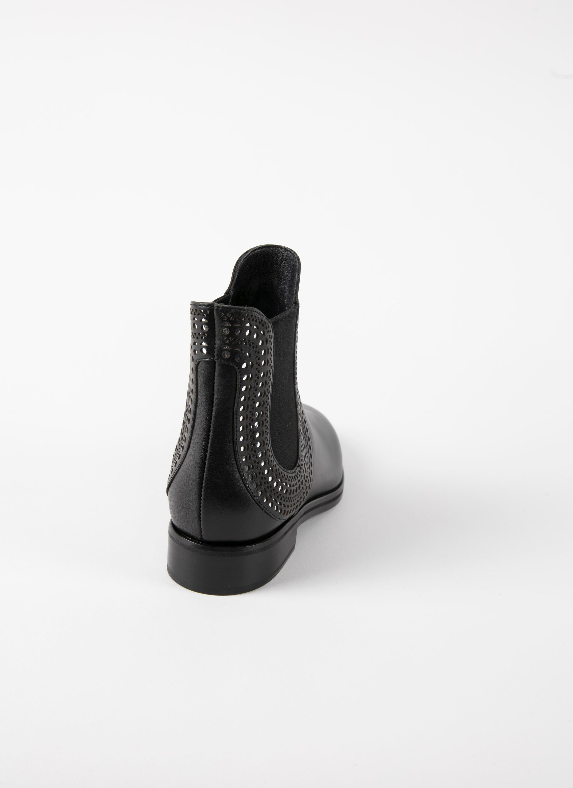 Bottines ajourées en cuir - Noir & Argent