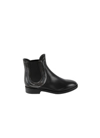 Bottines ajourées en cuir - Noir & Argent