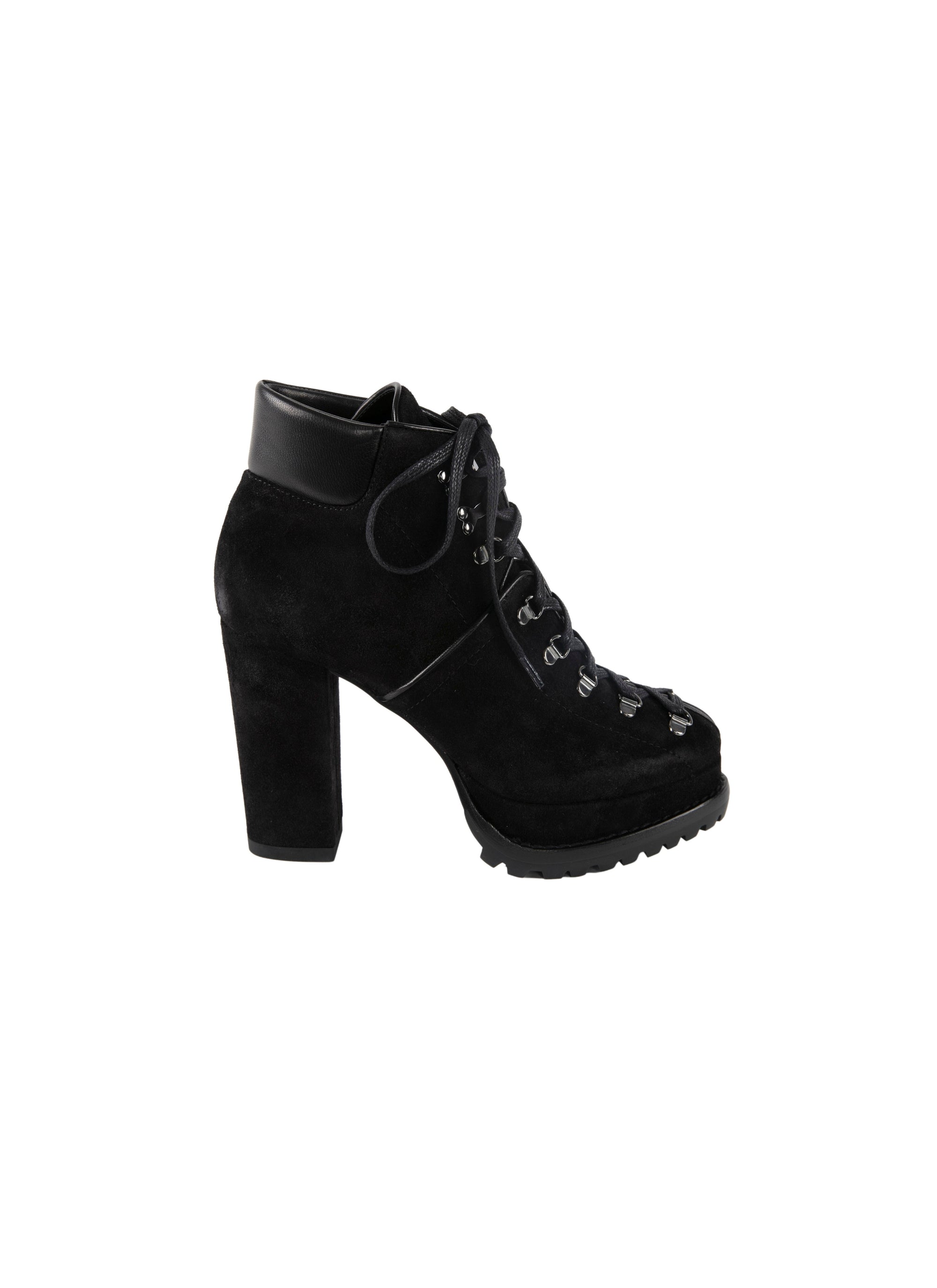 Bottines à talons larges en velours - Noir
