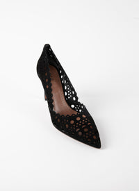 Escarpins à motif ajouré en cuir - Noir
