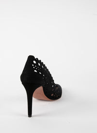 Escarpins à motif ajouré en cuir - Noir