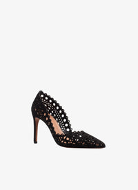 Escarpins à motif ajouré en cuir - Noir
