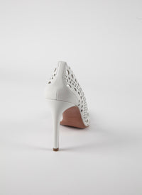 Escarpins à motif ajouré en cuir - Blanc Cassé