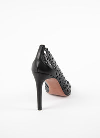 Openwork court shoes in smooth leather - Black