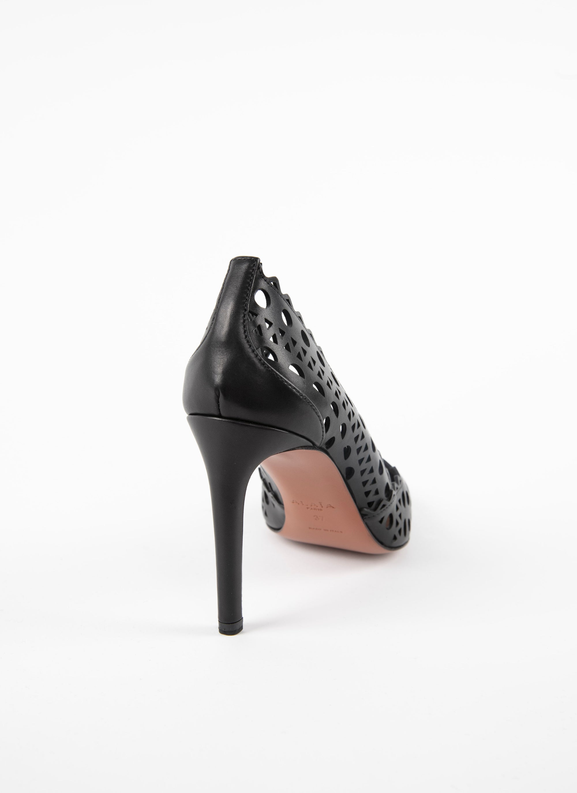 Openwork court shoes in smooth leather - Black