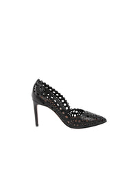 Openwork court shoes in smooth leather - Black