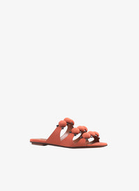 Mules ajourées en cuir - Corail