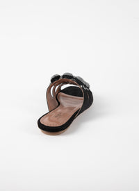 Leather tassel mules - Black