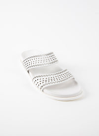 Mules ajourées en cuir - Blanc Craie