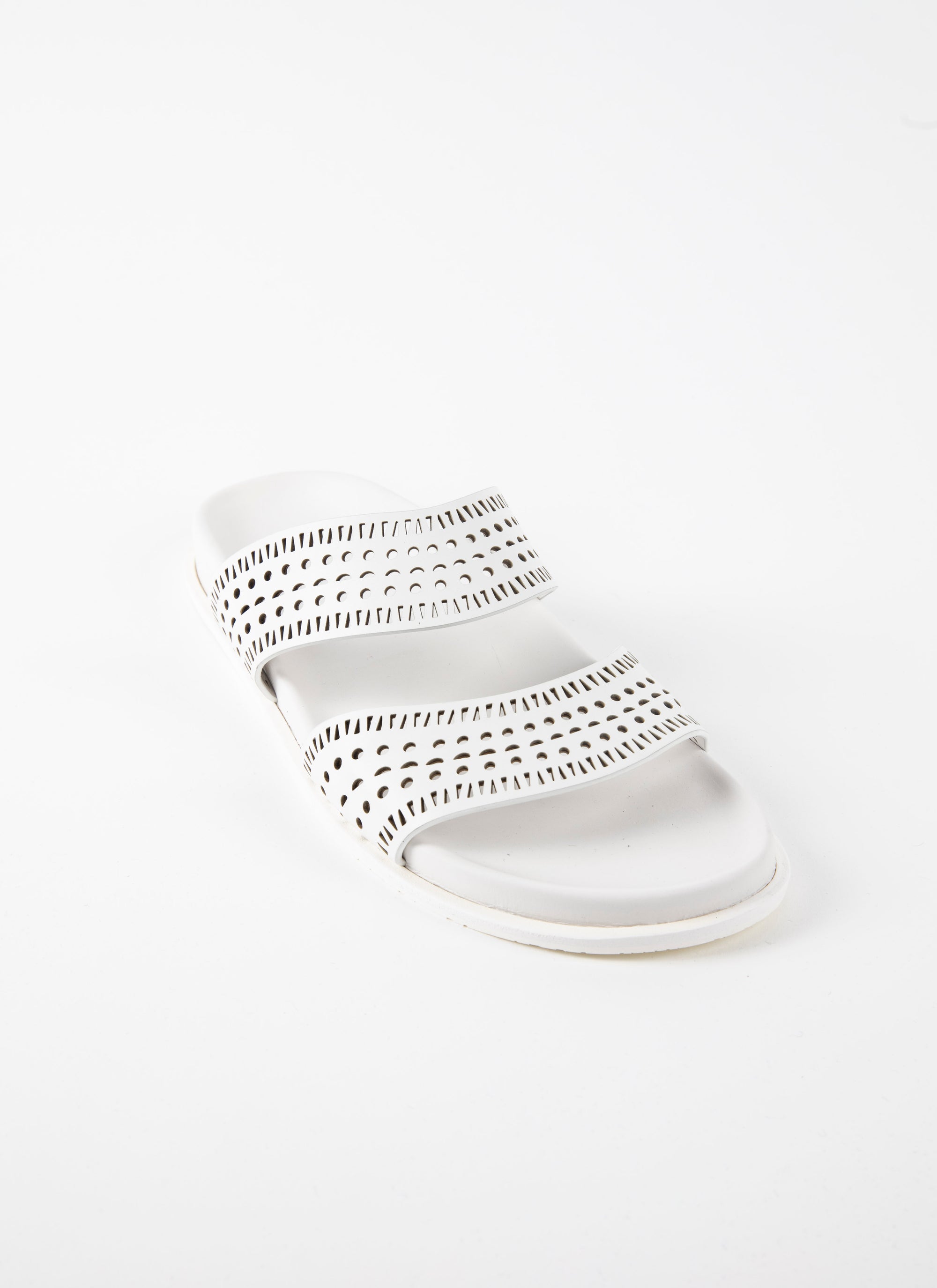 Mules ajourées en cuir - Blanc Craie