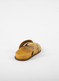 Openwork leather mules - Saffron Yellow
