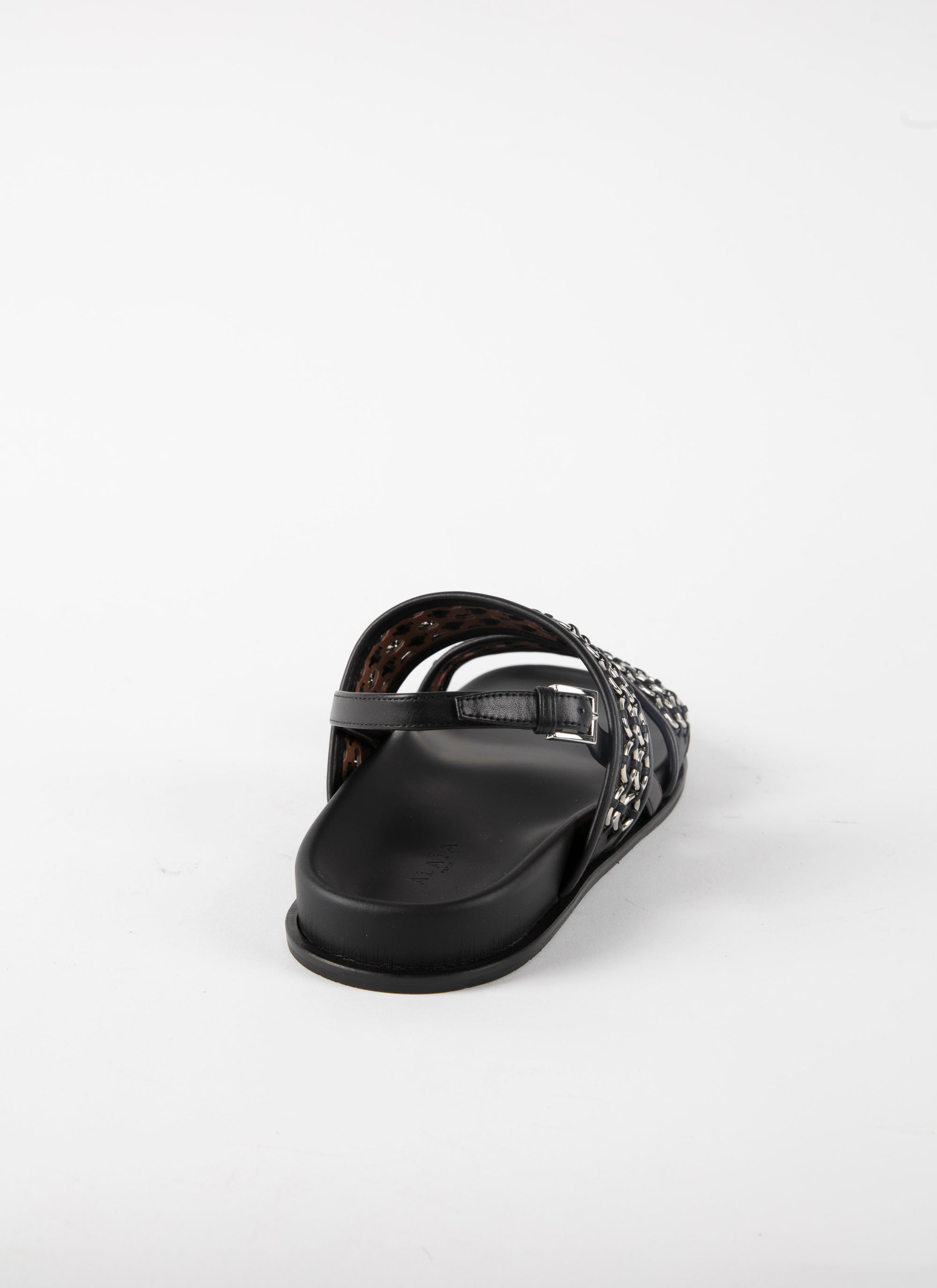 Leather mules with eyelets - Black
