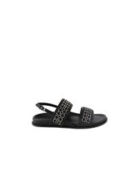 Leather mules with eyelets - Black