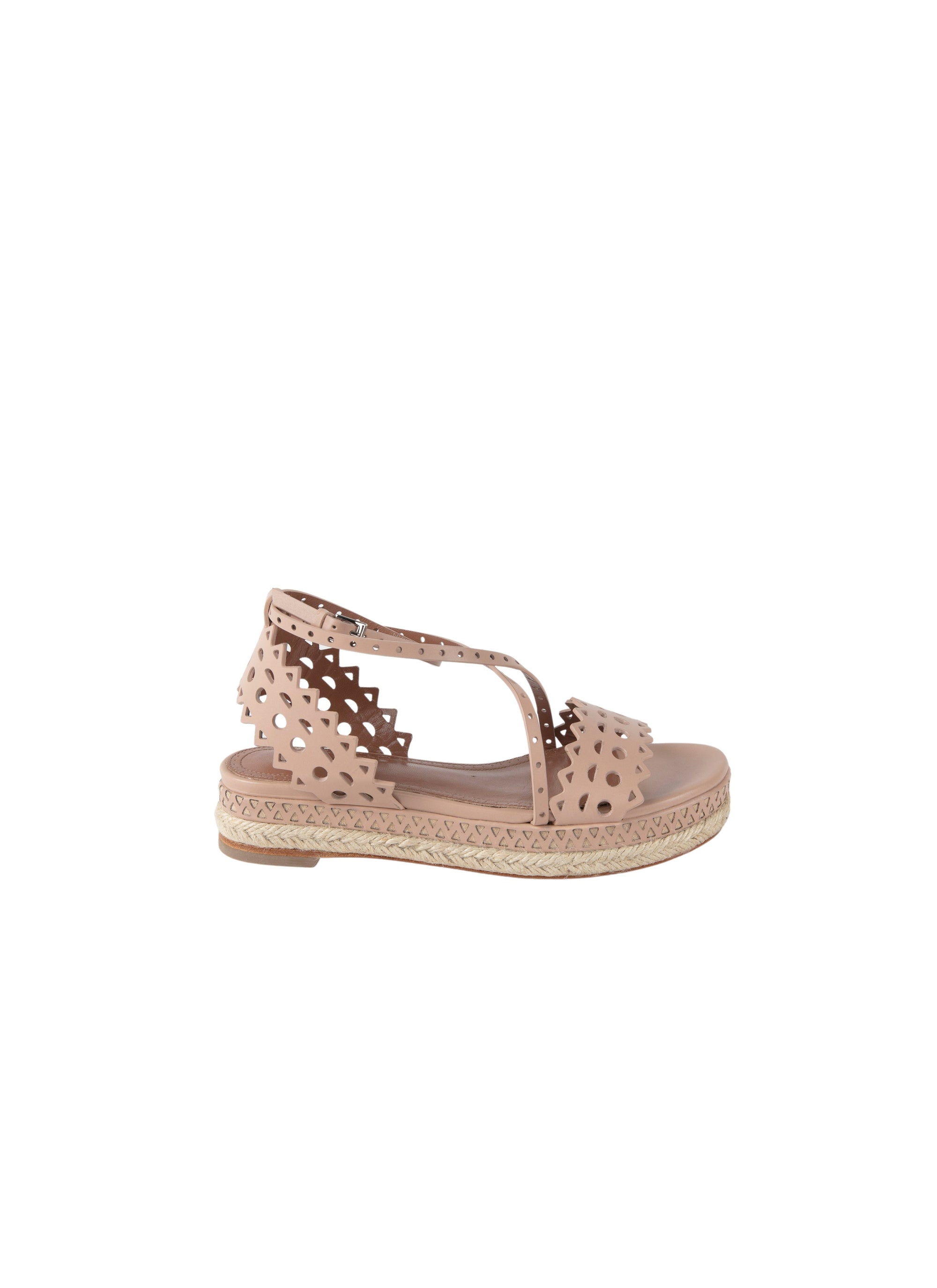 Espadrilles plates et ajourées en cuir - Nude