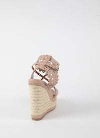 Espadrilles with openwork detail in leather - Nude