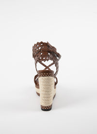 Espadrilles with openwork detail in leather - Cognac