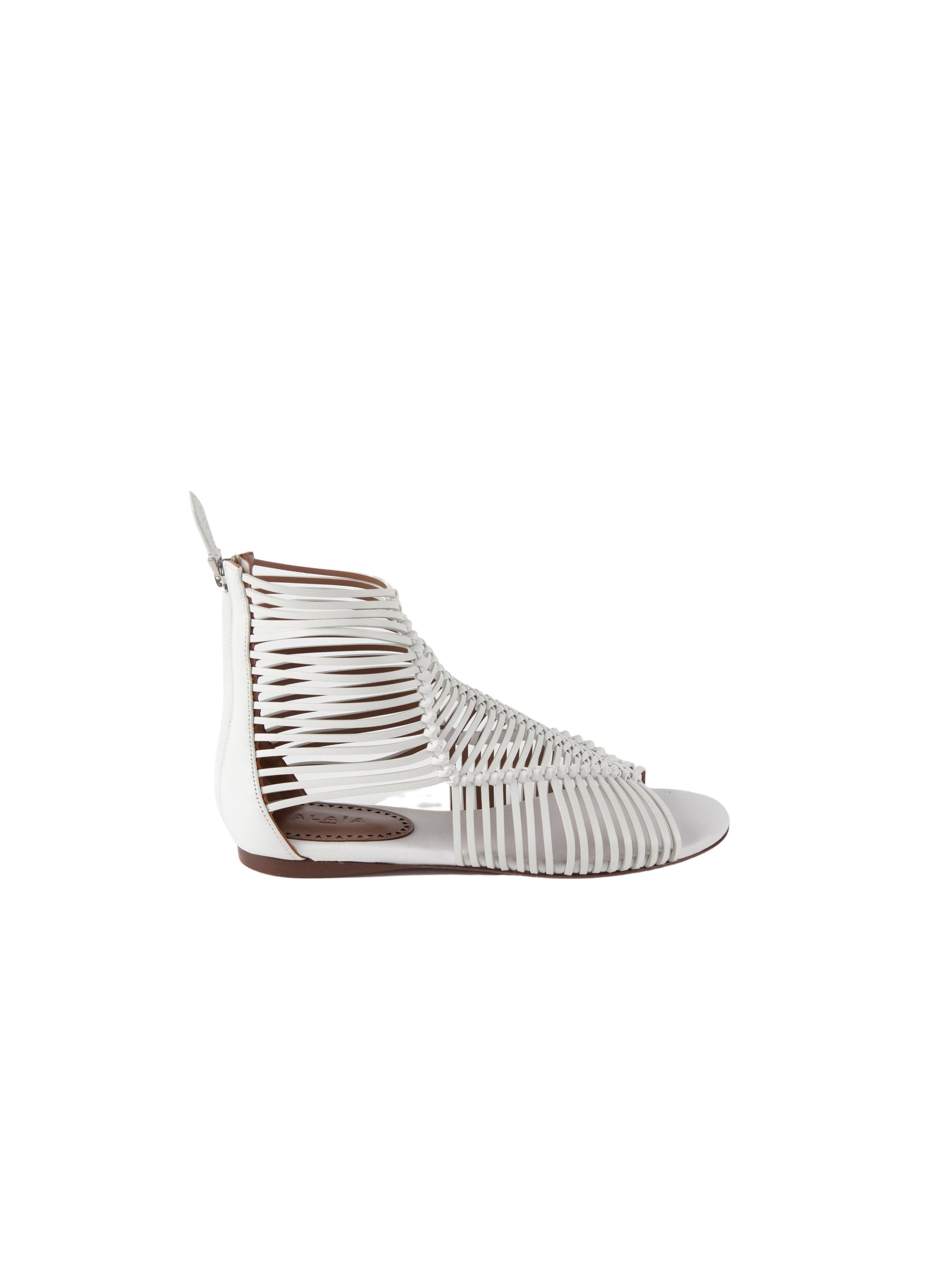 Woven leather flat sandals - Off White