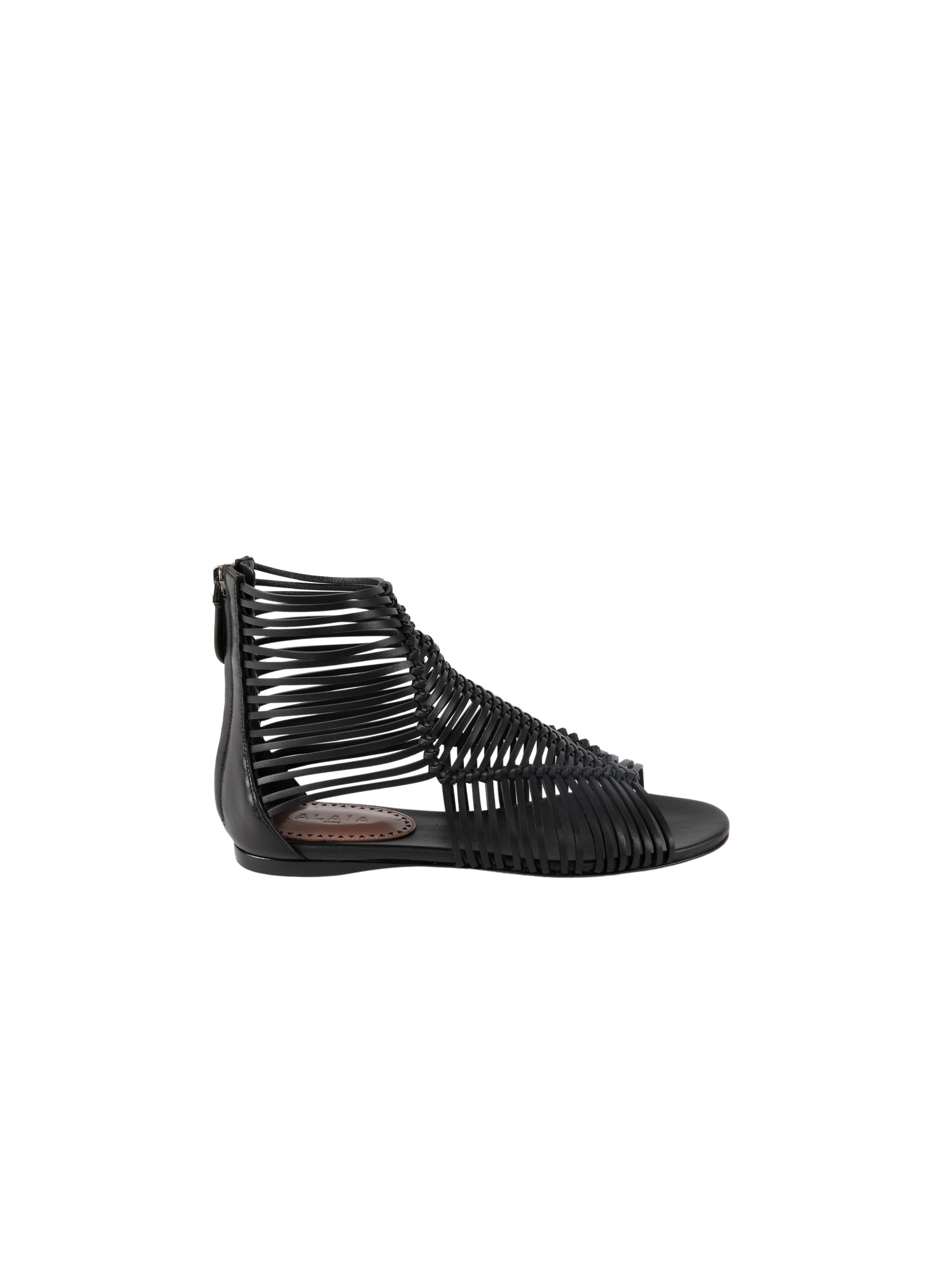 Sandales tressées en cuir - Noir
