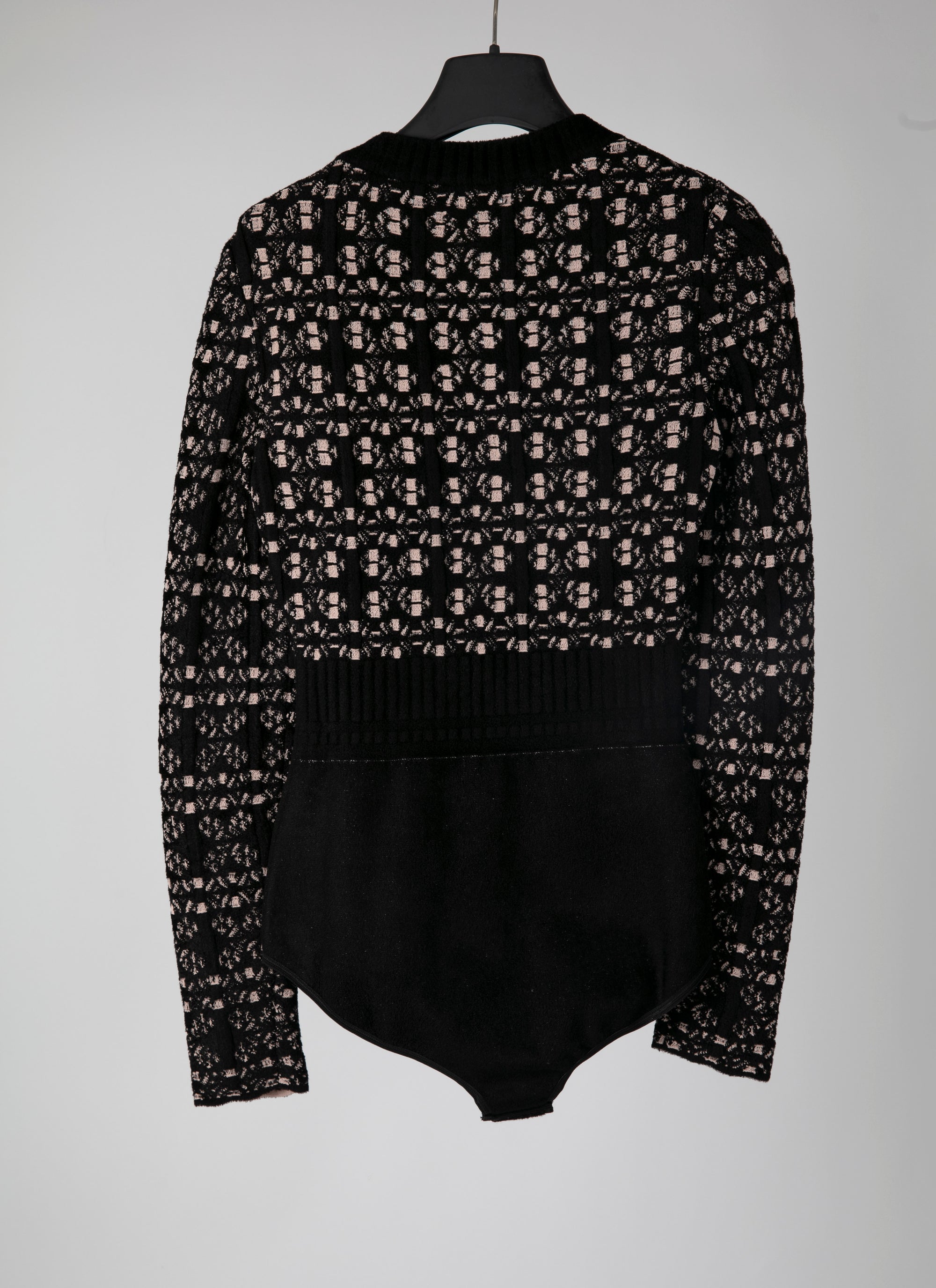 Scoop neck bodysuit - Black & Nude