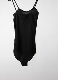 Sleeveless body with cashmere straps - Black