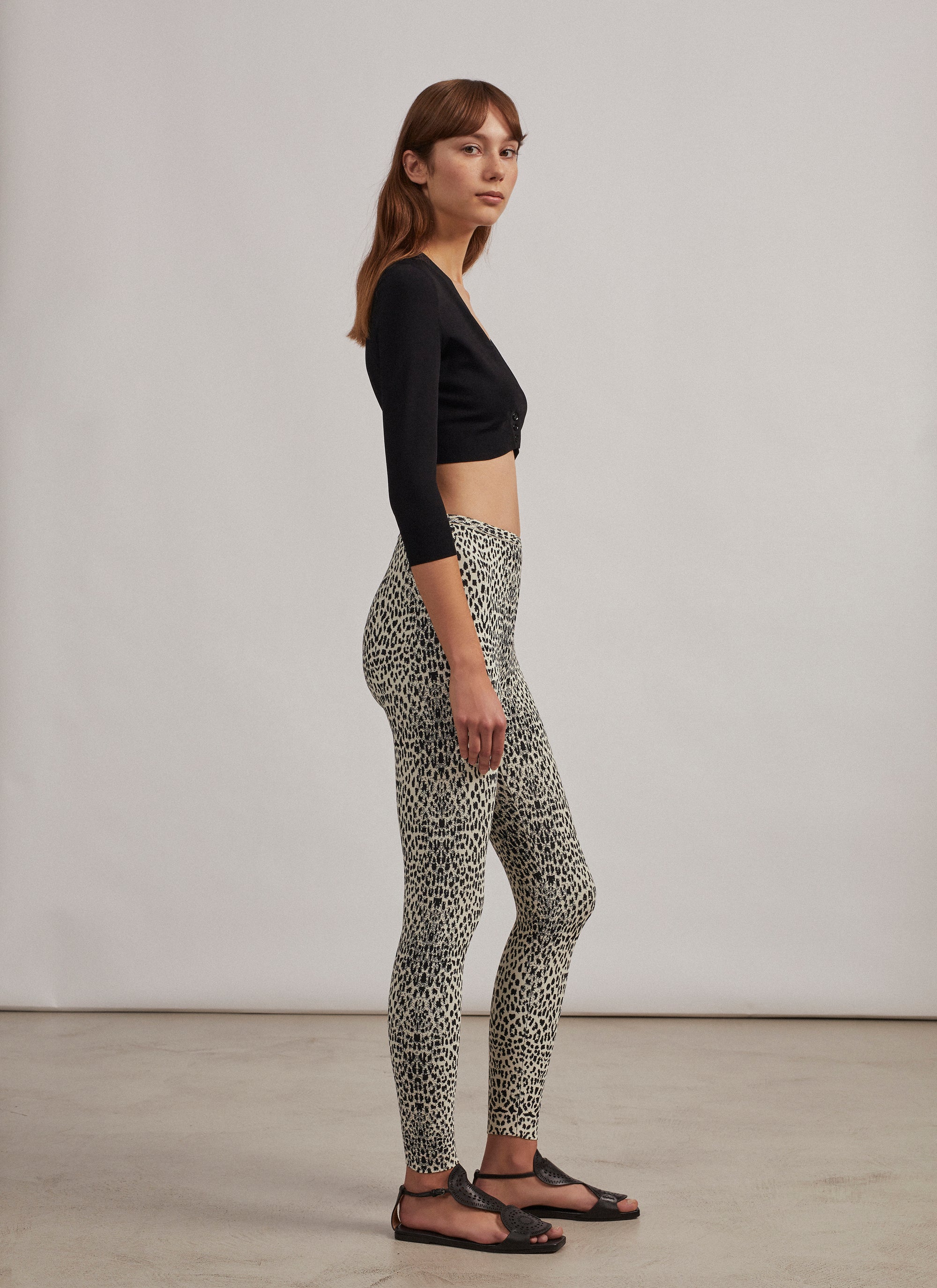 Animal print legging - Flesh & Black