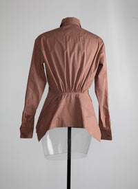 Asymmetric draped shirt - Rosewood
