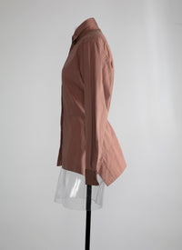 Asymmetric draped shirt - Rosewood