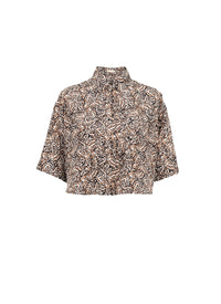 Chemise courte en soie - Sahara & Noir