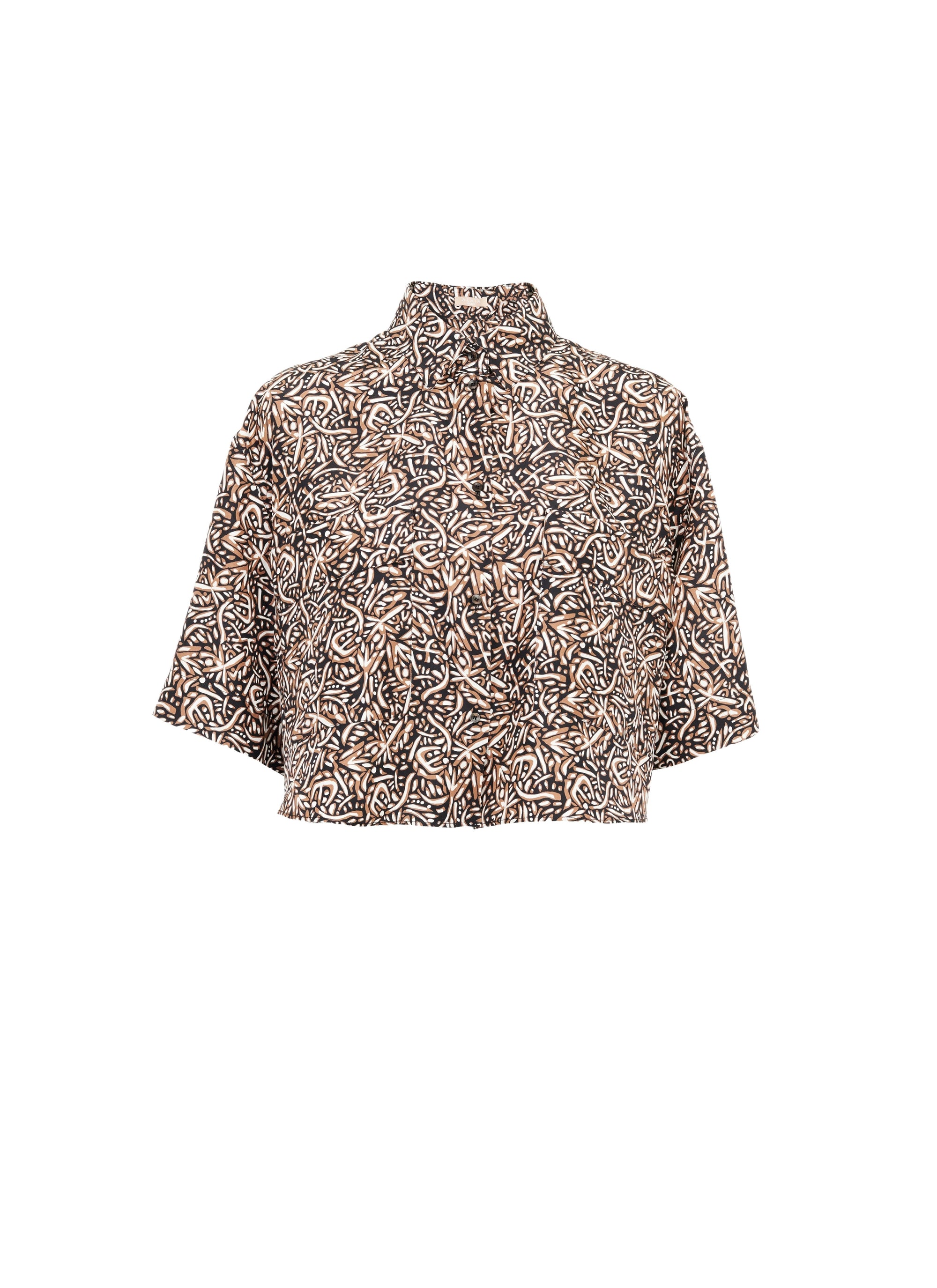 Chemise courte en soie - Sahara & Noir