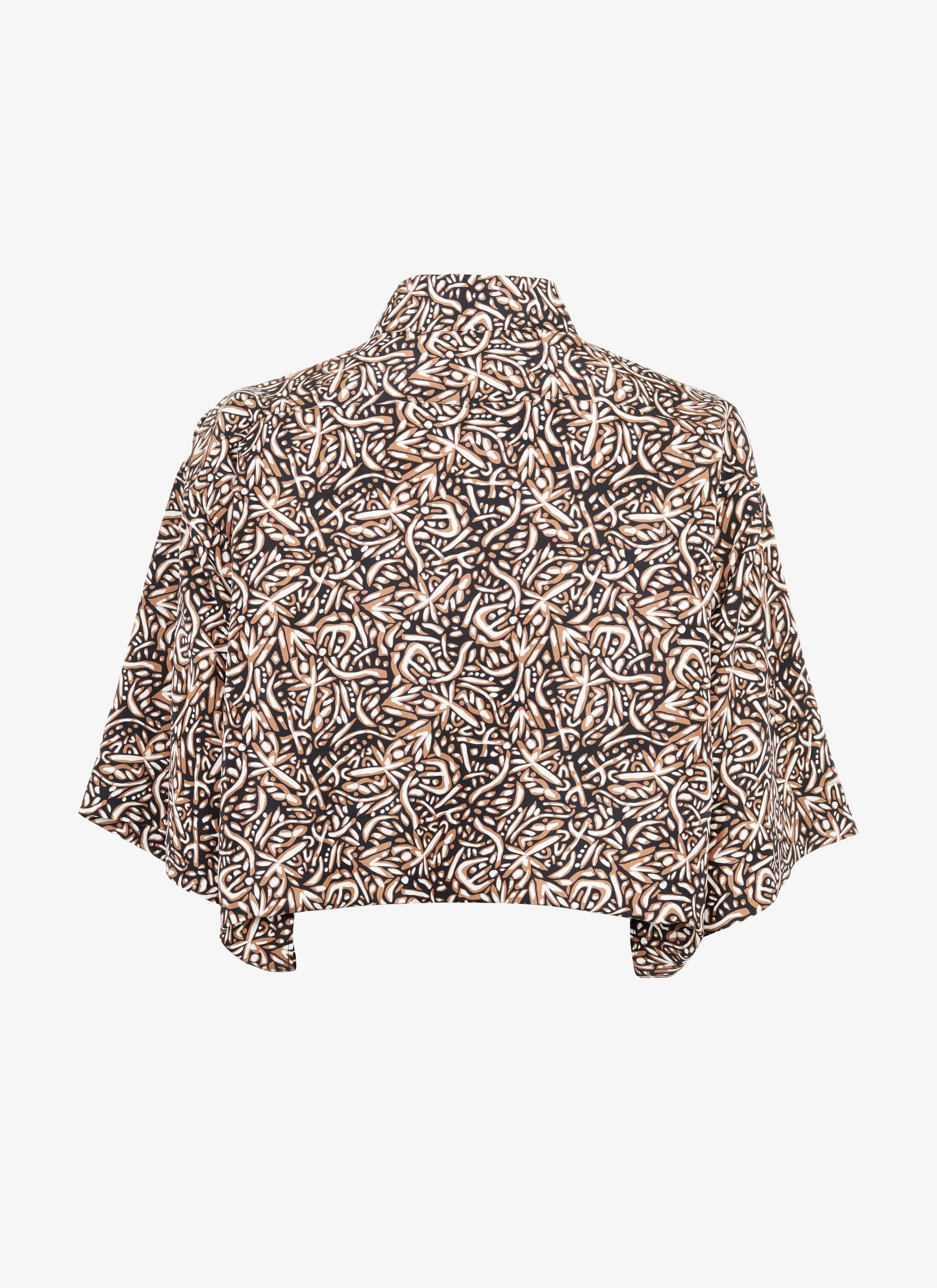 Chemise courte en soie - Sahara & Noir