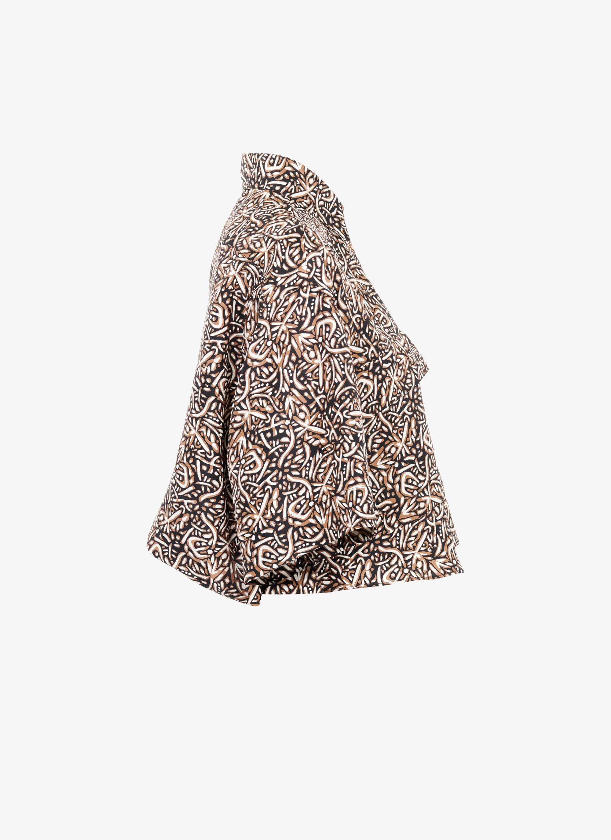 Chemise courte en soie - Sahara & Noir