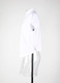 Short-sleeved shirt in daytime poplin - White