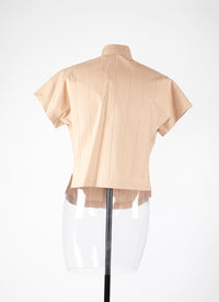 Short-sleeved shirt in daytime poplin - Flesh