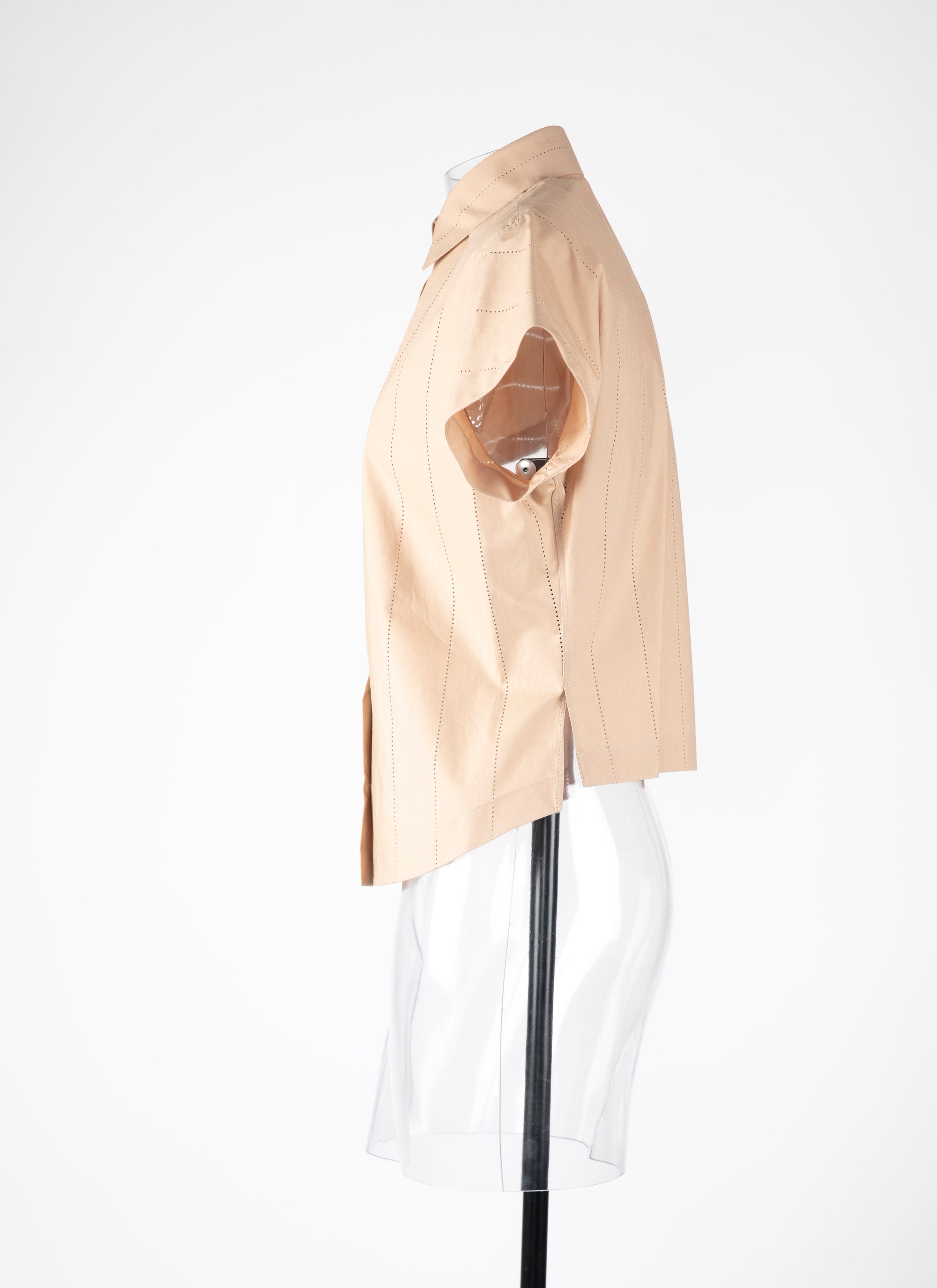 Short-sleeved shirt in daytime poplin - Flesh