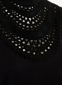 T-shirt structuré à plastron - Noir