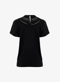 T-shirt structuré à plastron - Noir